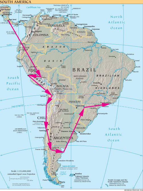 carte de l'Amérique Latine